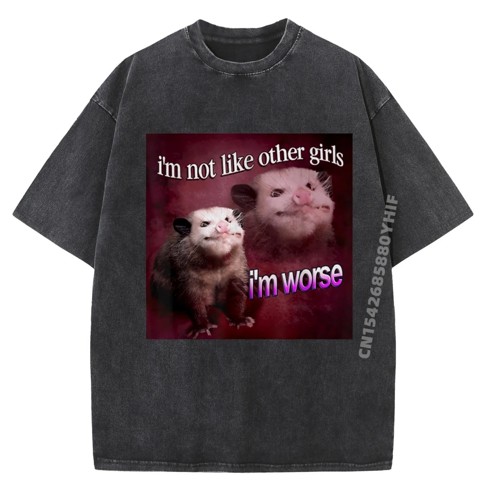 

Funny Men's T-shirts Men Possum Im not like Other Tops Tees Classic Graphic Tees Retro Washed T-shirts