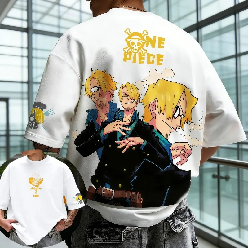 

One Piece Anime Oversized V-Neck Jersey 3D Print Short Sleeve Streetwear T-Shirt Harajuku Tops for Men Women New Gift for Fans