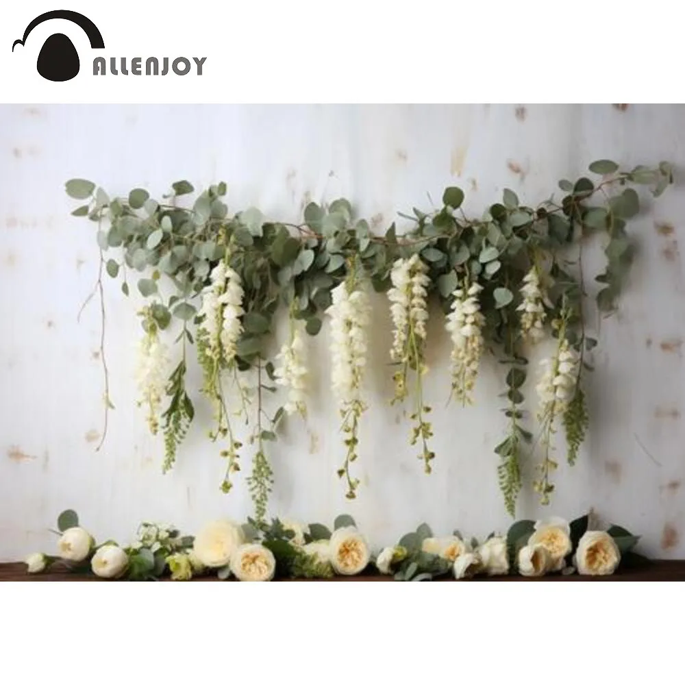 

Allenjoy White Wisteria Hanging Flowers Photography Backdrop Wedding Decor Photoshoot Background Studio Props (Backdrop Only)