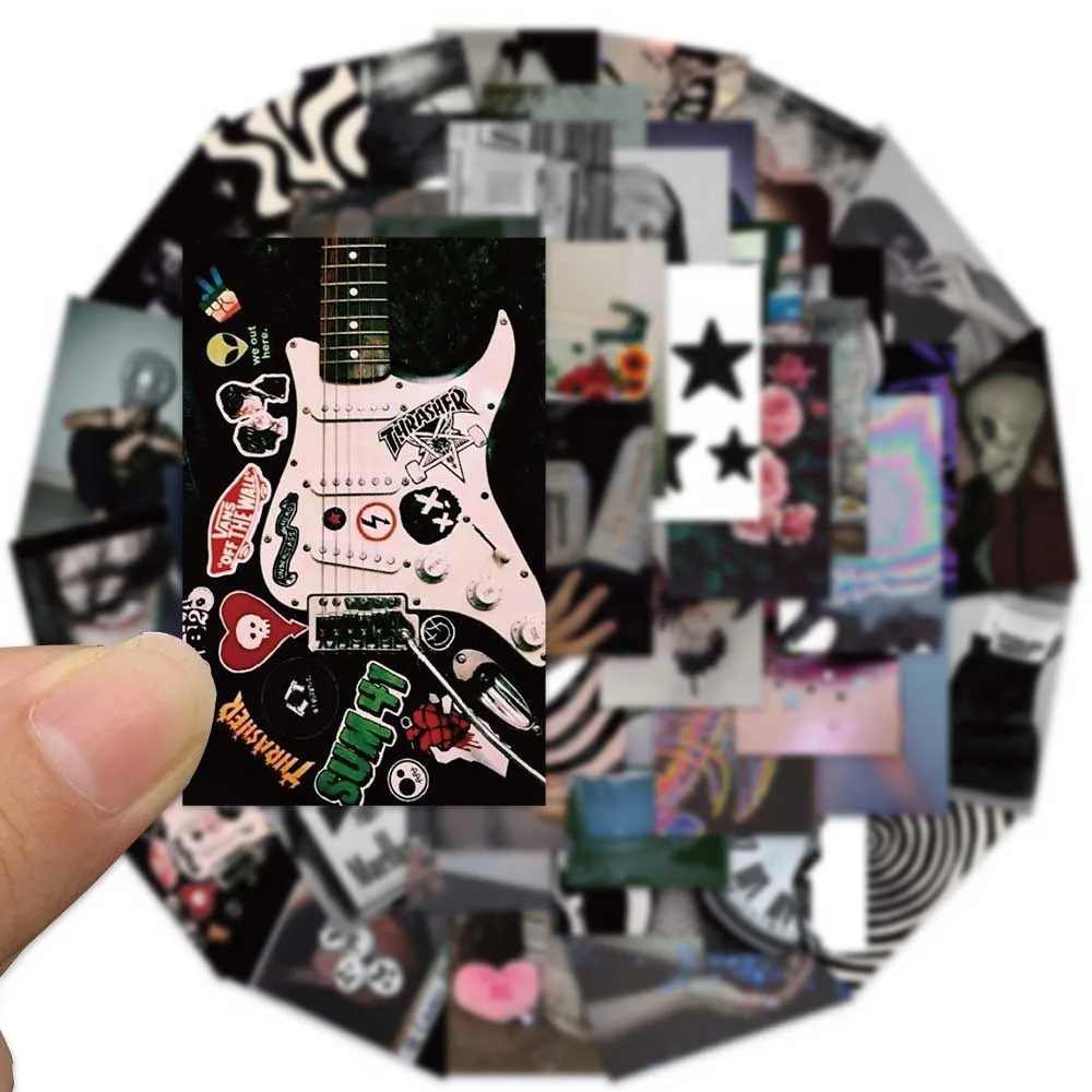 50PCS Black Grunge INS Style Stickers Funeral style Graffiti Decals For Laptop Luggage Scrapbook Fridge  exquisite DIY Stickers