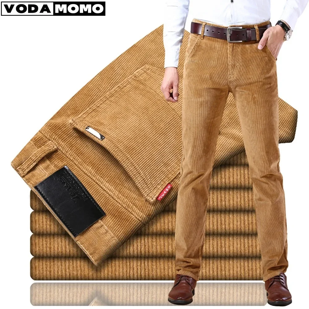 

Vintage Winter Men Corduroy Slim Casual Dress Suit Pants Fashion Business Brand Clothes Jeans Trousers clothing streetwear