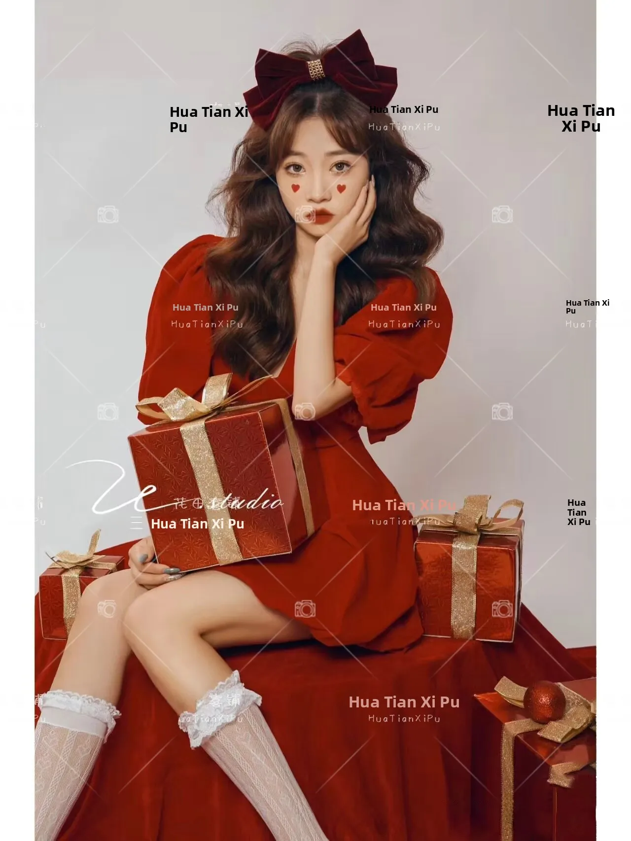 

New Christmas Theme Photography Clothes Women's Red New Year Personalized Birthday Art Photos Studio Props