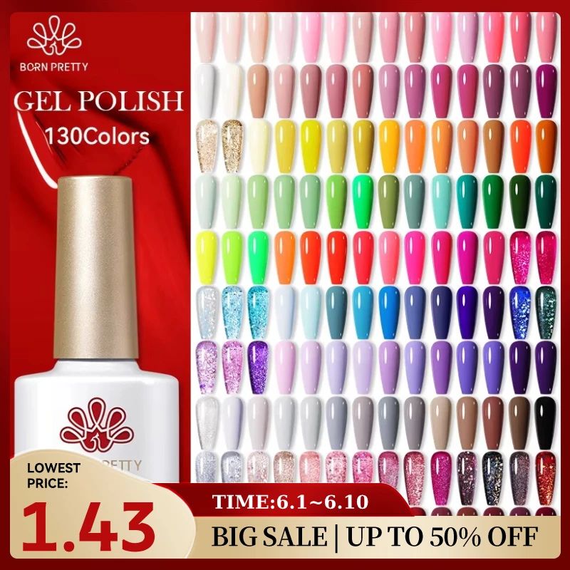 Nascido bonito 130 cores unha gel polonês 10ml vernis semi permanente arte do prego manicure embeber fora led uv gel unha polonês suprimentos
