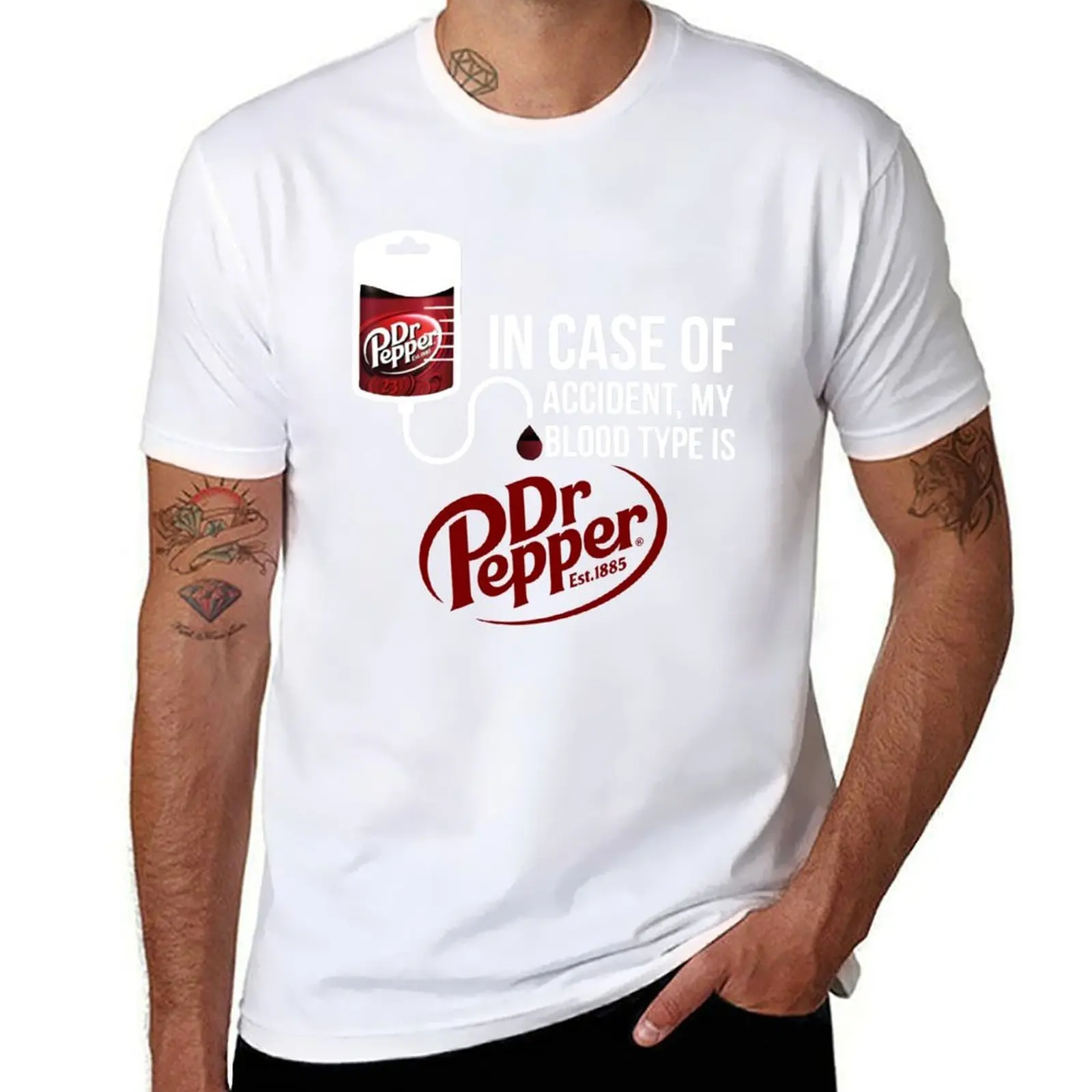 

in Case of Accident My Blood Type is DR.Pepper T-Shirt man t shirt summer man t shirt designer T-Shirt