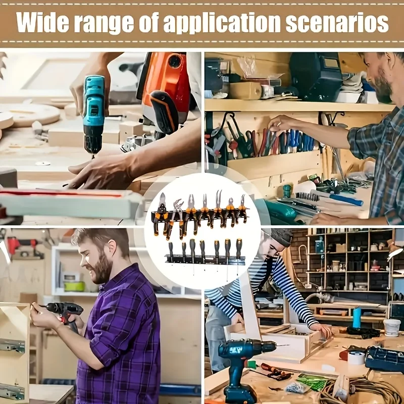 قطعة واحدة مناسبة لإدارة الأدوات متعددة الوظائف المثبتة على الحائط للمرآب ومفك معدني ورف تخزين كماشة