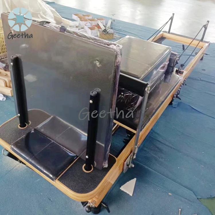 Hot Sale High Quality Commercial Home Use Wood Oak Maple Wooden  Fold Pilates Reformer For Yoga Studio