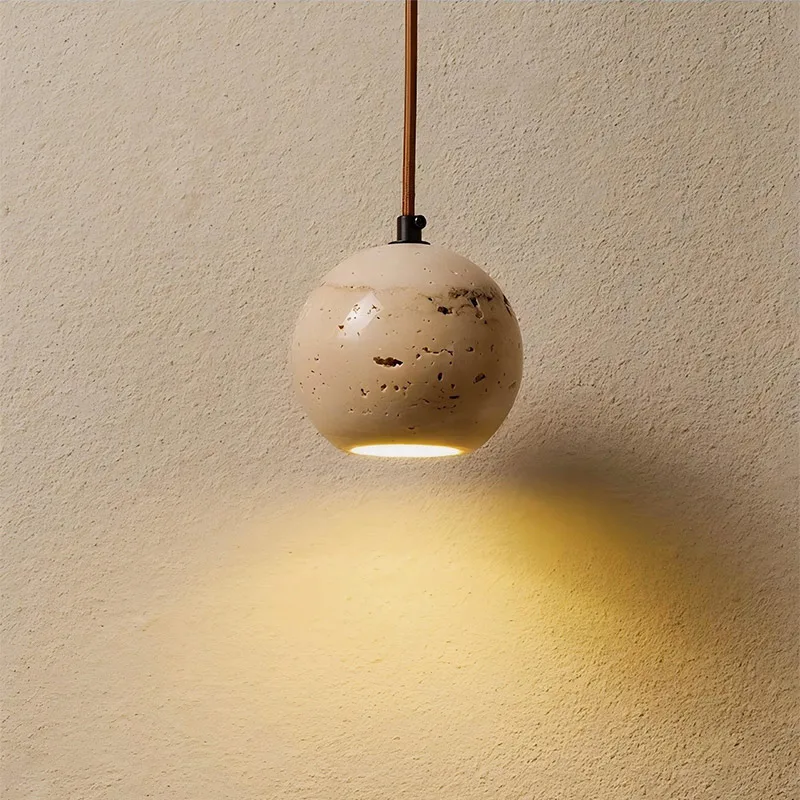 Retro natural stone pendant light Nordic creative LED pendant light glass lampshade Room decoration Bedside lighting fixtures