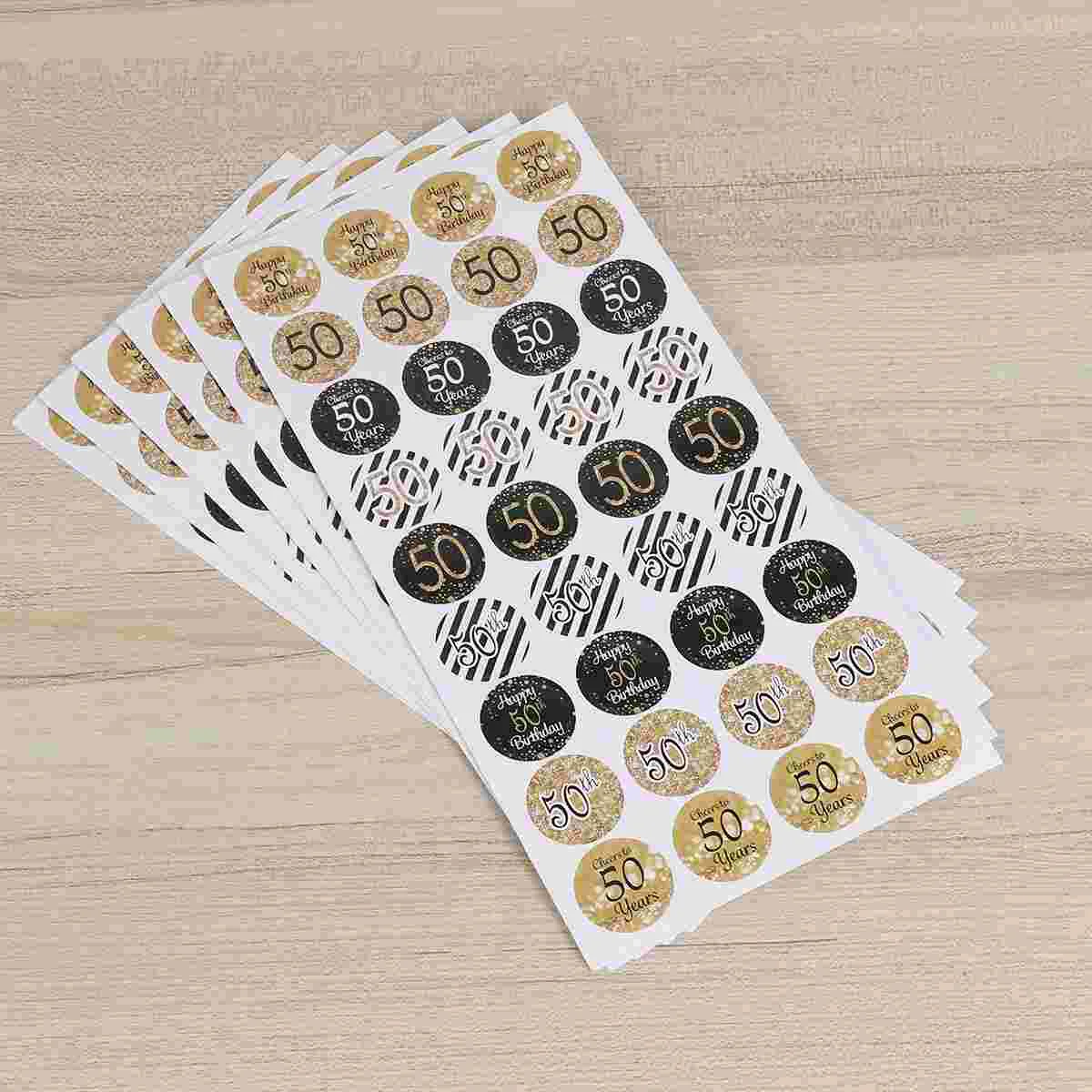 Sticker Labels 50th Anniversary Party Favor Birthday Applique Candy for Packaging Gobstoppers