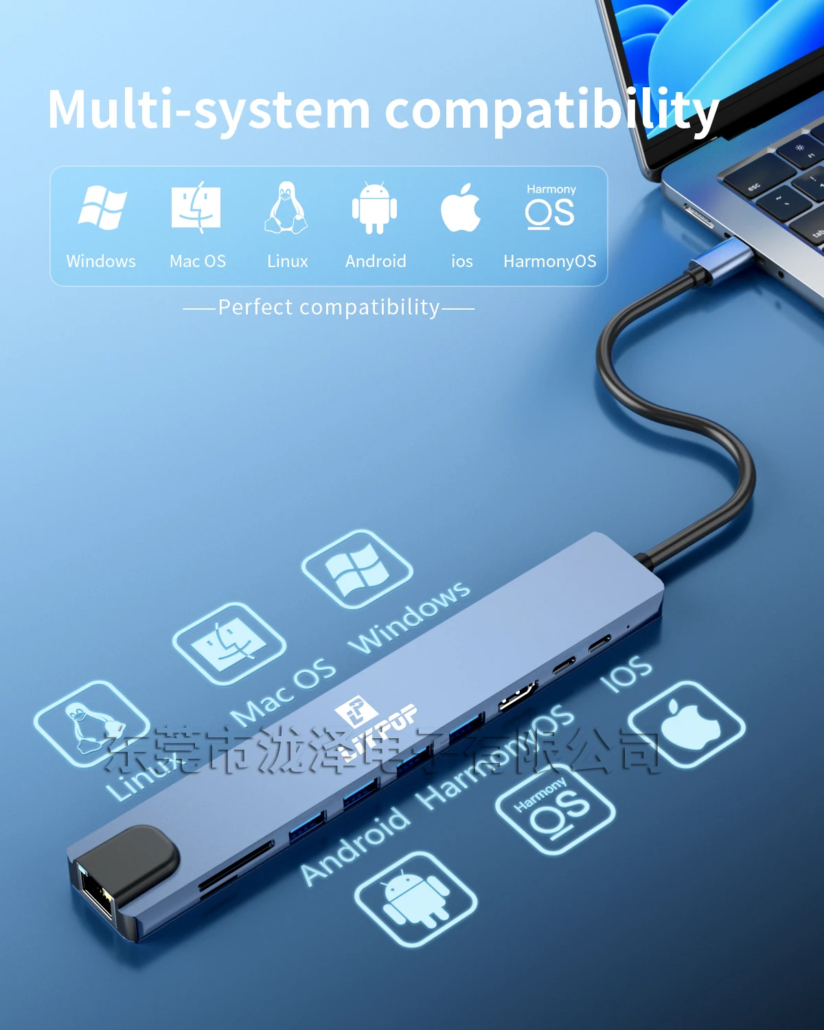 10 in 1 USB C HUB Adapter Dock with 4K HDMI-compatible VGA PD 100W USB 3.0 2.0 SD/TF Card Reader 3.5mm Jack for Type C Laptops