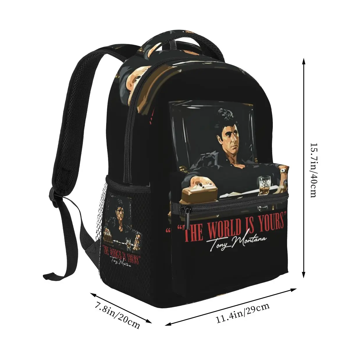 Movie Scarface The World Is Yours Tony Montana Pacino Student Backpack School Bag Daypack for Men Women Bookbag Shoulder Bags