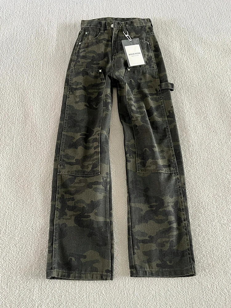 

Американские камуфляжные джинсы, мужские весенне-осенние облегающие брюки High Street, узкая версия, прямая рабочая одежда, повседневные брюки