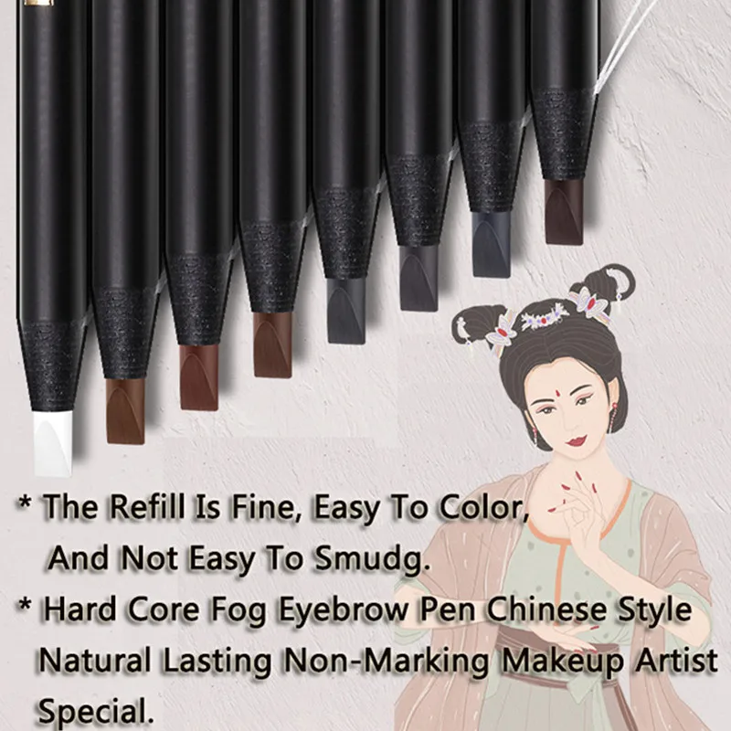 12pcs Eyebrow Pen Hard Microblading Brow Definer Enhancers Pencil Waterproof Easy To Apply Makeup Natural Wild Brows Tattoo Tint