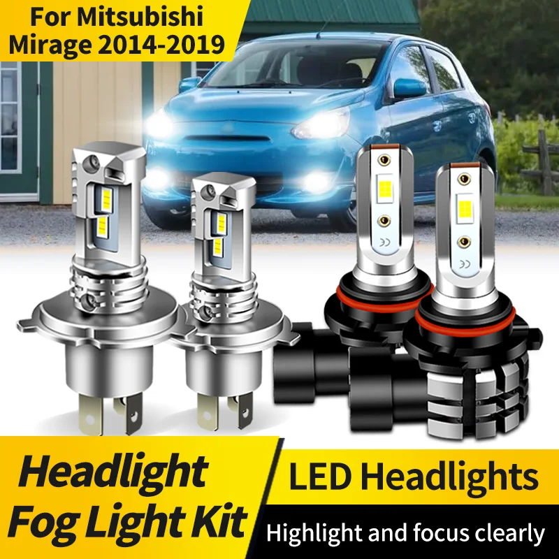 

2PCS H4 HB2 Led Headlights High Low Beam Lamp 9006 HB4 Fog Lights 6000K White Car Accessories For Mitsubishi Mirage 2014-2019