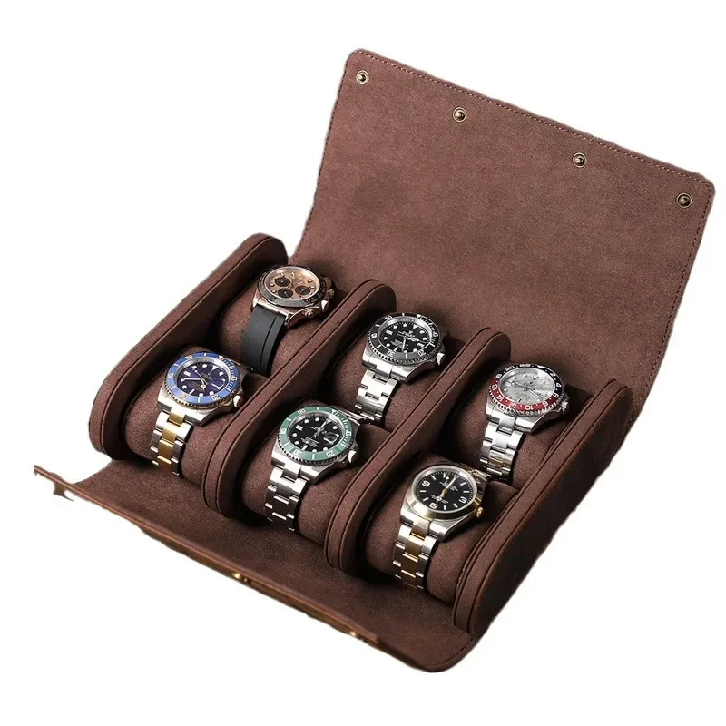 Cowhide Six-pack Watch Storage Box Portable Anti-drop Watch Watch Box