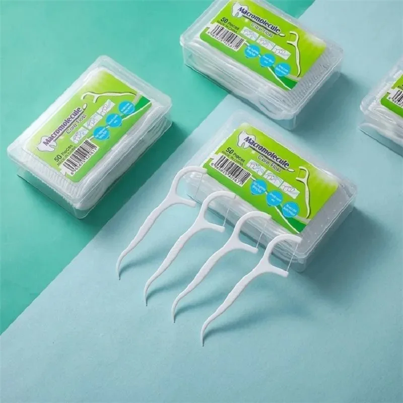 50pcs/box Dental Floss Picks High Toughness Professional Toothpicks Teeth Stick Tooth Cleaning Dental Flosser Oral Hygiene Care