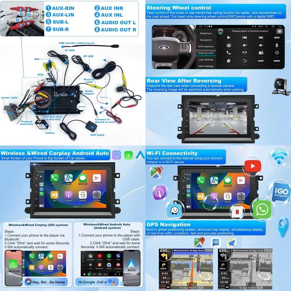 

Автомобильная радиостанция 5GWifi для Ford F150 2004-2008, F250 F350 2006-2016, автомобильная стереосистема для Mustang Escape Fusion Edge Explorer
