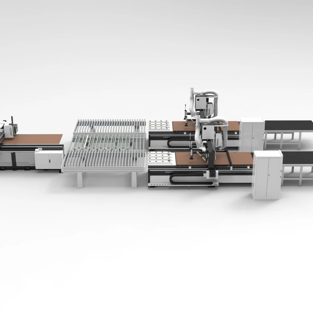 Automatic Loading Unloading 1 To 2 Roller Line CNC Cutting Machine for Wood Panel Factory
