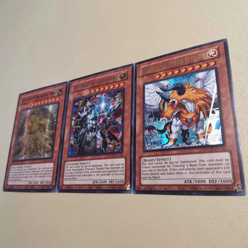 3 قطع DIY يو غي أوه! بطاقة فلاش إمبراطور البرق شيماراتهي سيد الوحوش معهد الأياد الغامضة بطاقة قابلة للجمع