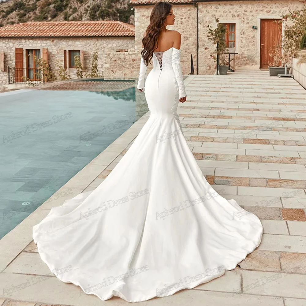 Exquisite Wedding Dresses Modern Bridal Gowns Lace Appliques Full Sleeves Robes For Women Elegant Vestidos De Novia Customized
