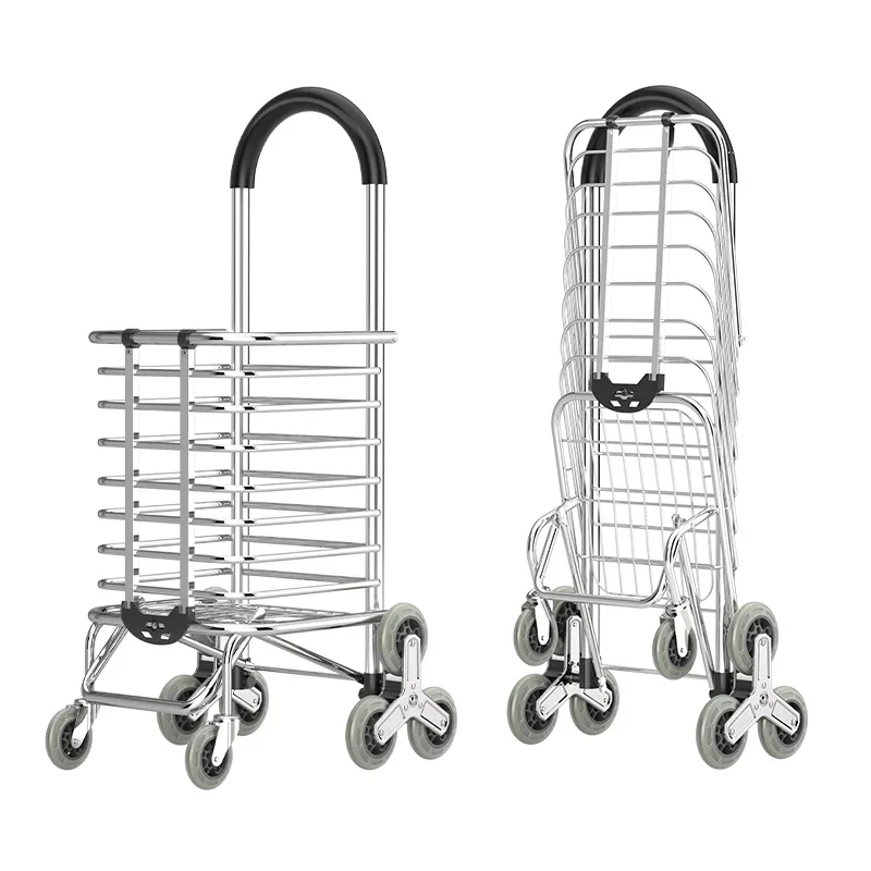 Folding Stair Climbing Grocery Carts on 8 Wheels Portable Shopping Cart Dual Purpose