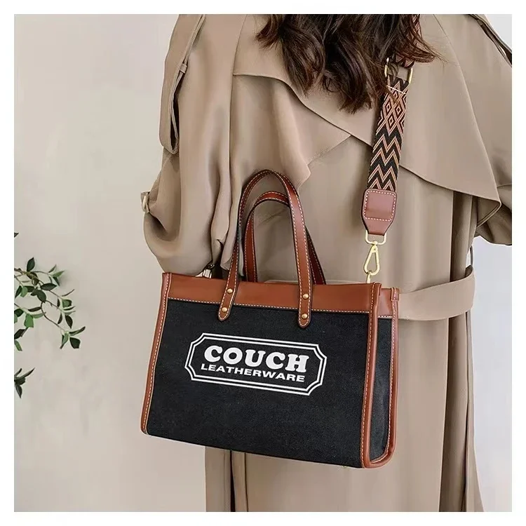 2024Canvas handbags women\'s  new fashion all-match tote bag style large capacity shoulder messenger bag for woman