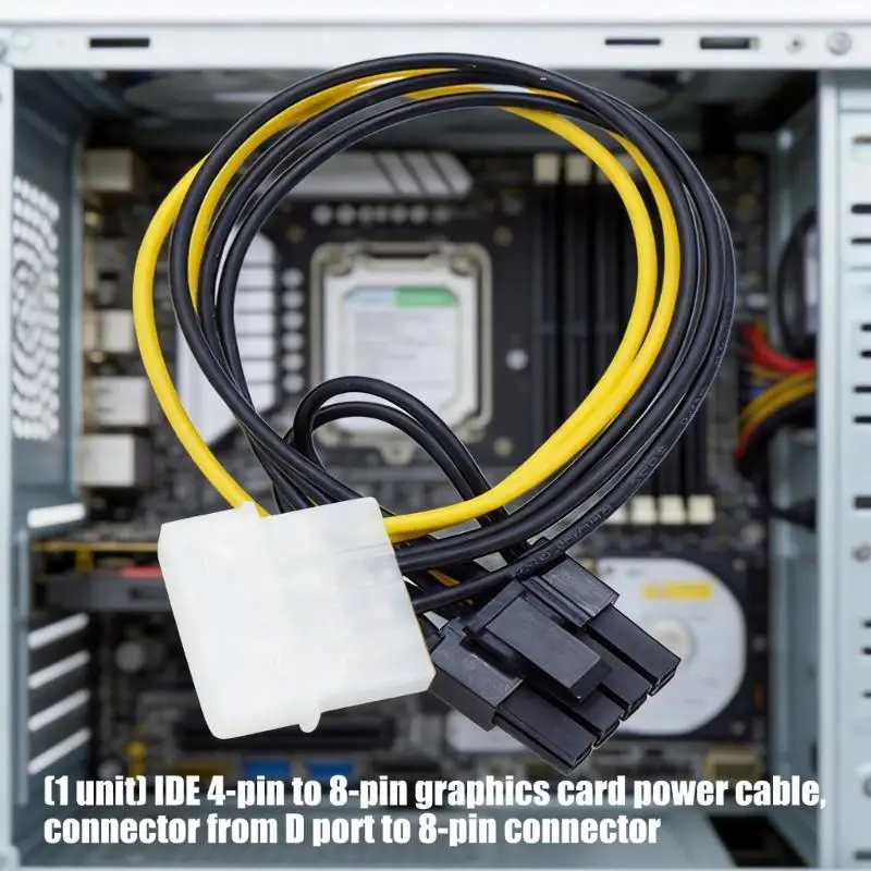 Q6PA 4Pin to 8Pin GPU Power Cable for Desktop Computer Repair, Power Cord with PVC Insulated Wire, Approx. 22Cm, Single Cable