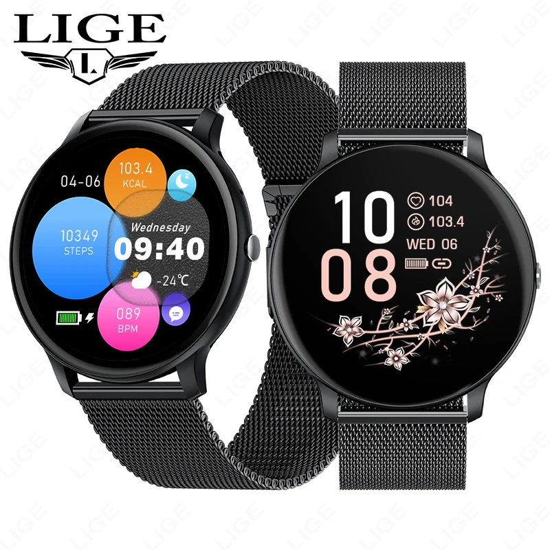 

LIGE Full Touch Screen Smart Watch Women Men Bluetooth Call Smartwatch Waterproof Sports Fitness Tracker Watches for Android iOS