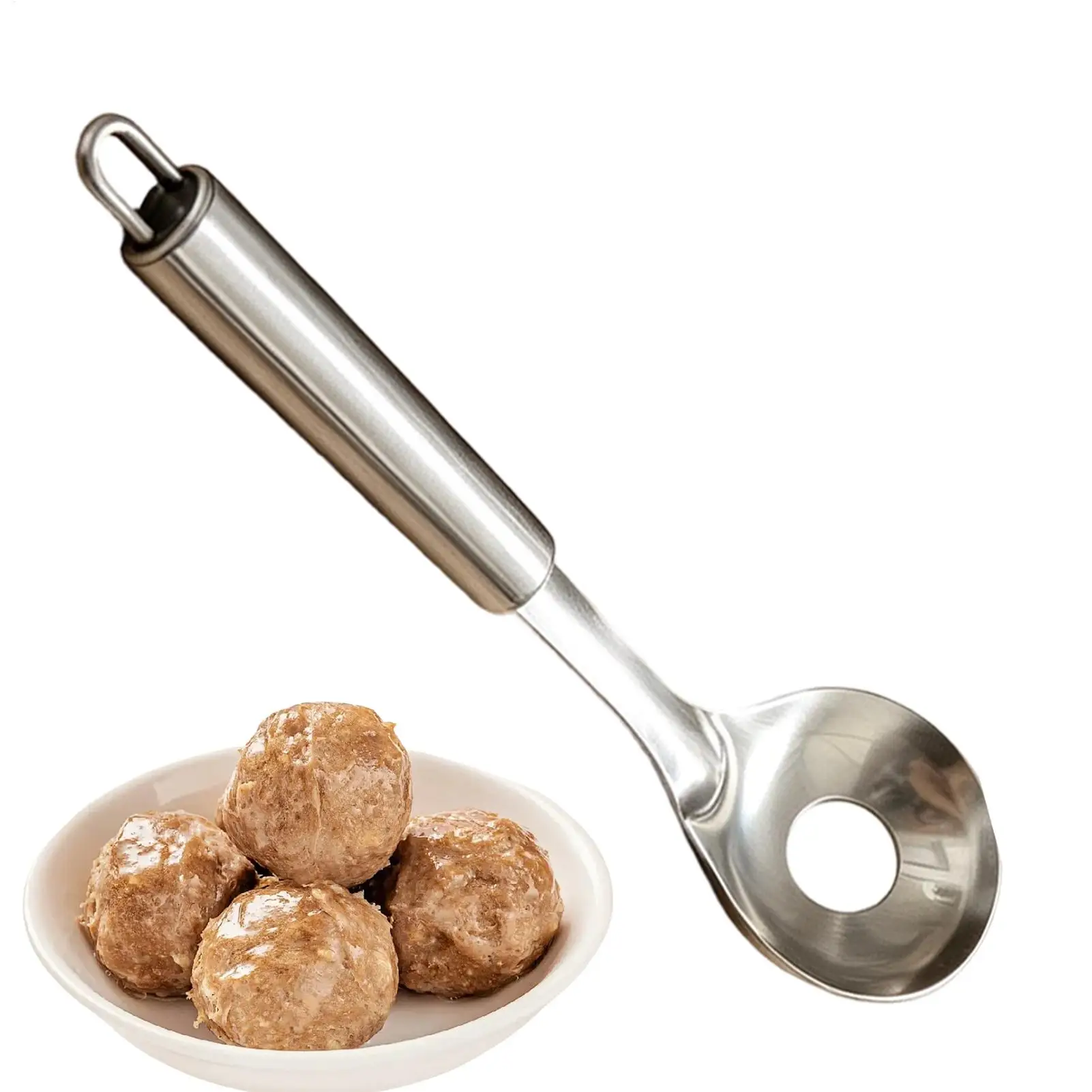 Meatball Maker Spoon Stainless Steel Long Handle Kitchen Utensil Meatballs Maker Spoon for Home Bar Kitchen Cooking Family