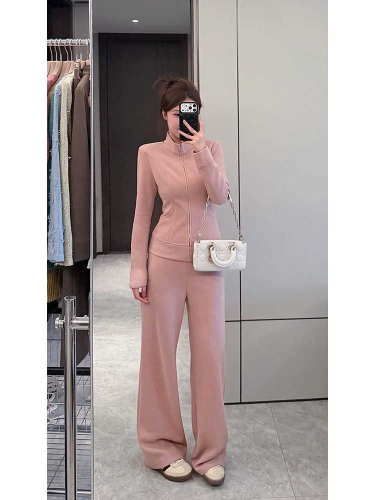 

Женский модный вязаный комплект: пальто с длинными рукавами и брюки, оригинальный дизайн, весна 2026, с эффектом утяжки талии