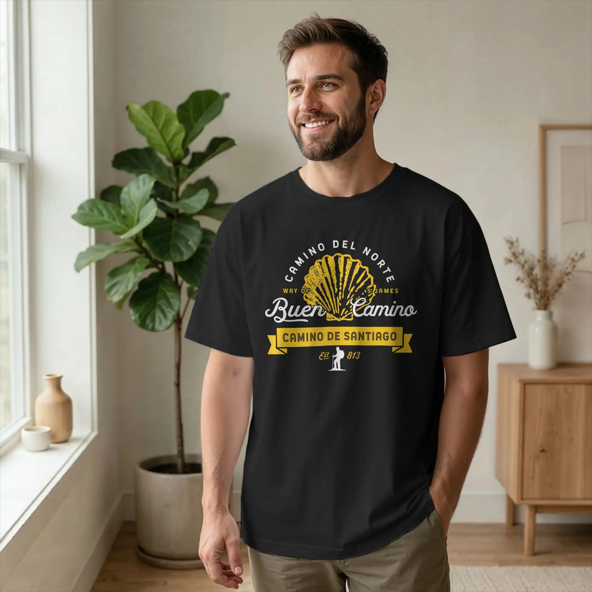Camiseta Camino del Norte El Camino de Santiago para hombre, mercancía de algodón, camiseta informal de manga corta con cuello redondo, camiseta para adultos
