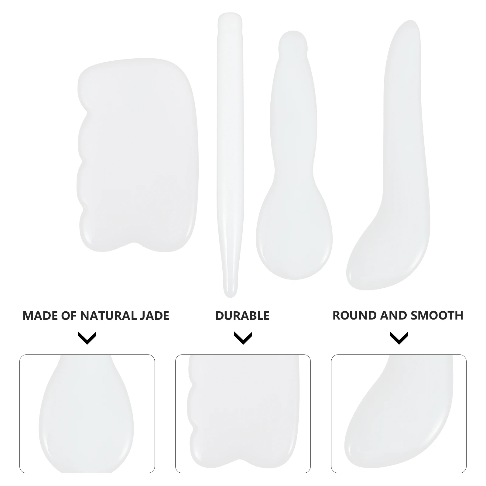 

4pcs Gua Sha Massager Jade Scraping Board Facial Massage Tool Body Relaxer Smooth Texture Safe Use Healthy Gift