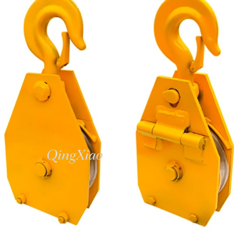 Round Triangle Iron Steel Wheel Lifting Pulley Mining Hoist Block For Construction Cargo Lifting Heavy Handling Field Work