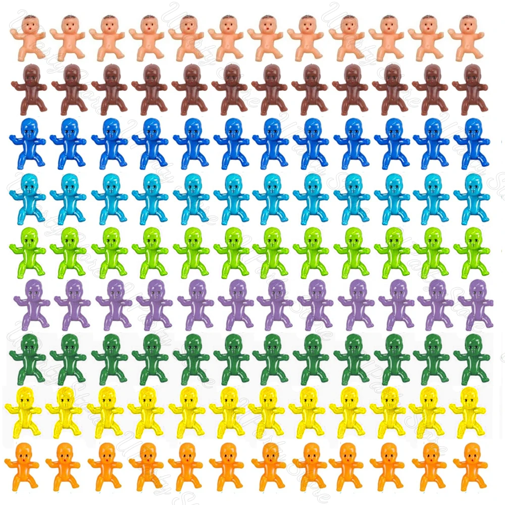 60/100/200 Stück Mini-Kunststoff-Babypuppe, 2,5 cm, 9 Farben, kleine Mini-Babyfiguren für Babyparty, Eiswürfel, Spiele, Kuchendekorationen – Detail 6