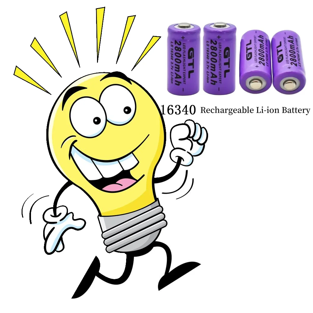 3.7V 2800mAh Li-ion 16340 Battery CR123 CR123A Rechargeable Batteries for Laser Pen LED Flashlight Camera