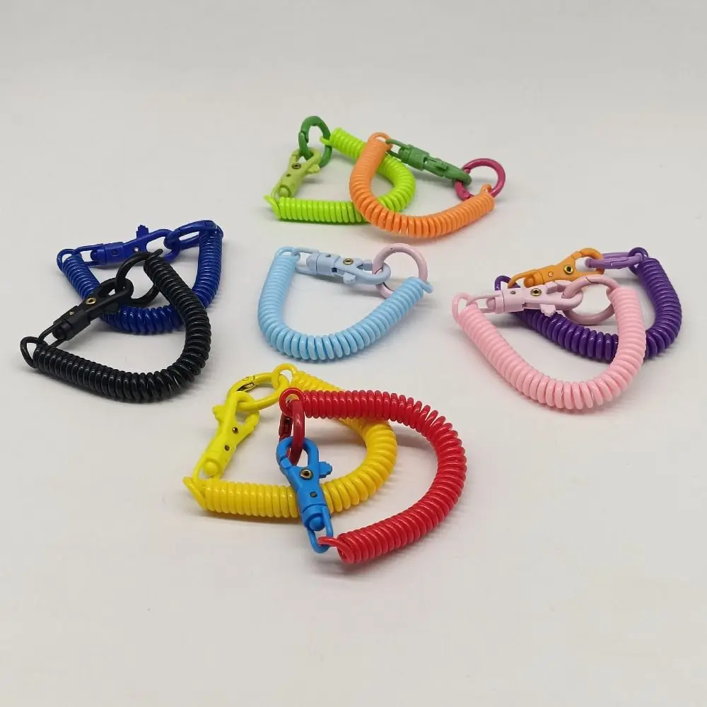 Contrasting Colors Anti-lost Lobster Clasp Keyring Stretchy Stretch Spring Coil Stretchy Coil Key Hooks Spring Keychain Lanyard