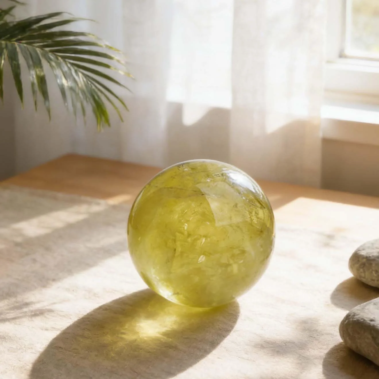 6‑7cm Natural Citrine Sphere Polished Yellow Crystal Ball Natural Inclusions Reiki Chakra Energy Stone for Meditation Witchcraft Spiritual Home Decoration Crystal Lover Gift