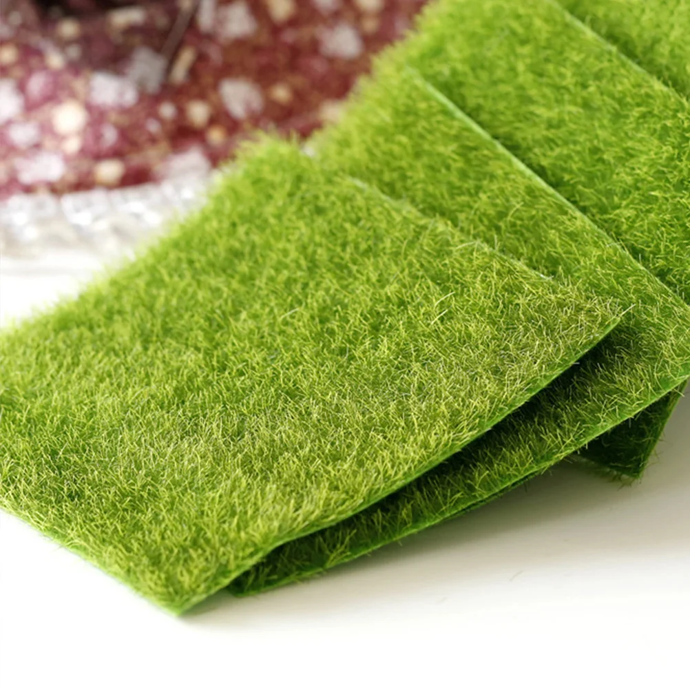 

4 Pcs Simulated Fake Turf Decoration Artificial Grass Mats Household Model Green Plastic Diy Lawn Rug for Making