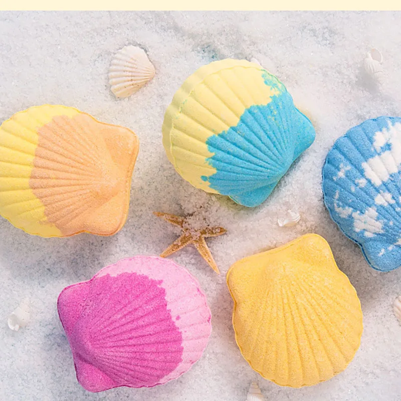 5ชิ้นลูกบอลอาบน้ำหอยเชลล์อเนกประสงค์ลูกบอลเกลือขัดผิวน้ำมัน Essential สกัดจากหอยเชลล์เพื่อปรับปรุงกลิ่นตัวและความหยาบ