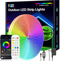 Outdoor LED Strip Lights IP67 RGB Led Lights 2.4G Remote with App Control Music Sync Color Changing Rope Lights for Room Decor