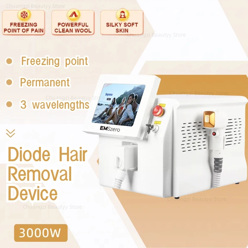 

Depiladora Laser Painless Permanen 3 Wavelength Diode Laser Hair Removal Machine 808NM Ice Platinum Cooling System Beautiful