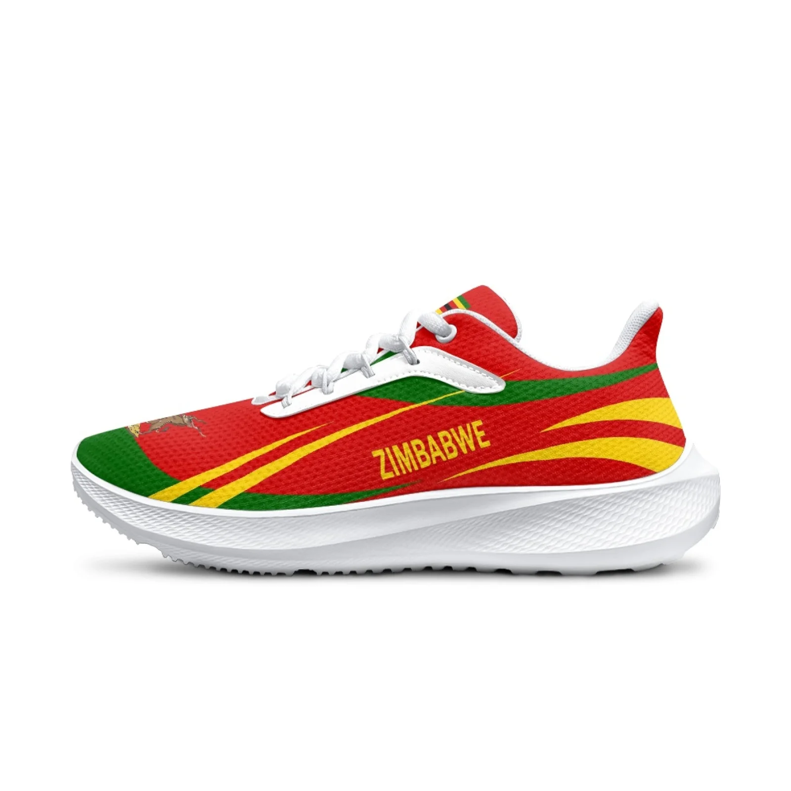 INSTANTARTS New Sneakers Zimbabwe Flag Women Lace Up Sneakers Lightweight Outdoor Running Shoes Unisex Shoes Zapatos Planos