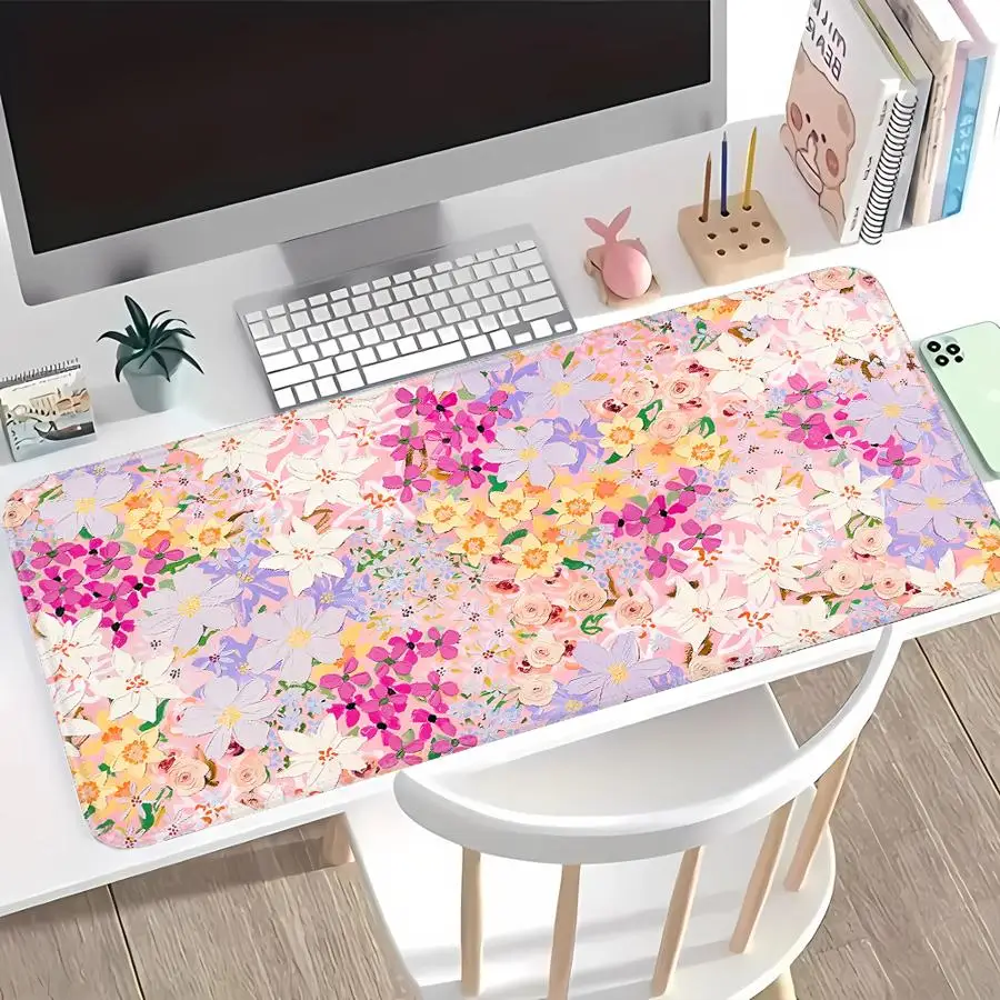 Mouse Pad Keyboard Mouse Pad office Pad Computer Laptop Pad Desk accessories Game Console Pad rubber Pastel Flowers And Plants