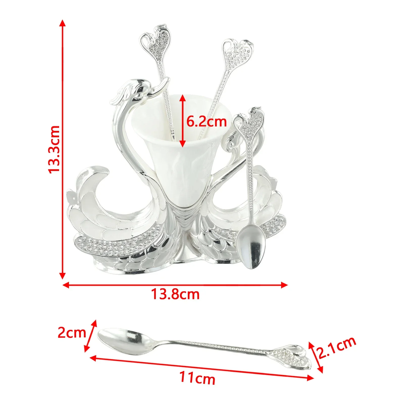 Swan Base Holder Dinnerware Set 13 8 13 3cm Spoon 11 2cm Fork 11 5 1 9cm Perfect for Coffee and Fruit Desserts