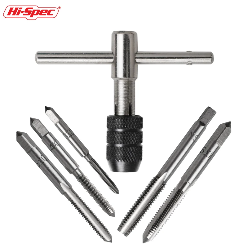 

Hi Spec 6Pcs M3-M8 HSS Metric Right Hand Machine Straight Fluted Screw Thread Tap Set Metric Plug Tap Drill Bits Set Hand Tools