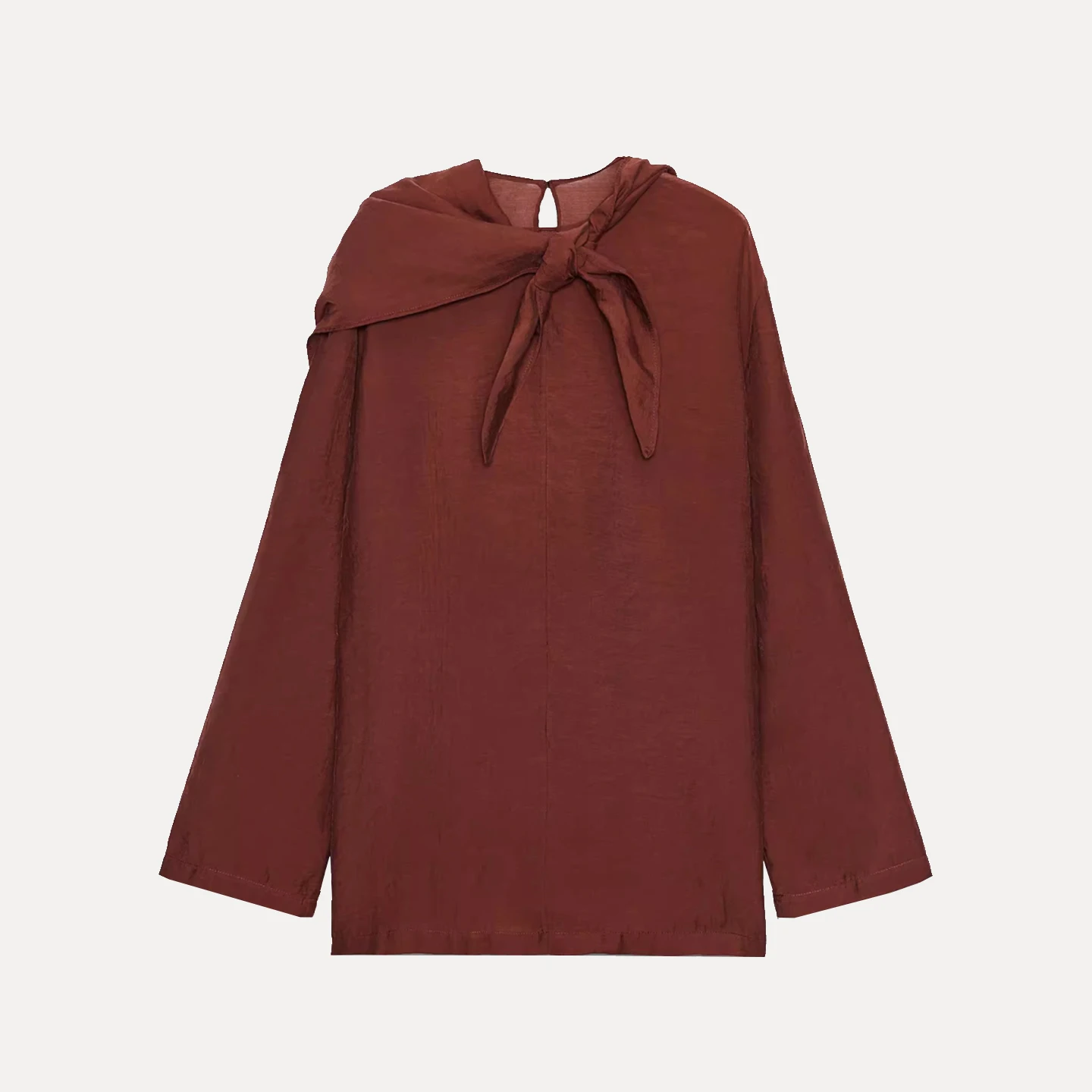 

Z Women's Faion irt 2025 New Sle Long Sve Drapery Scarf Decorated Ele Manner European Sle Fall Collection