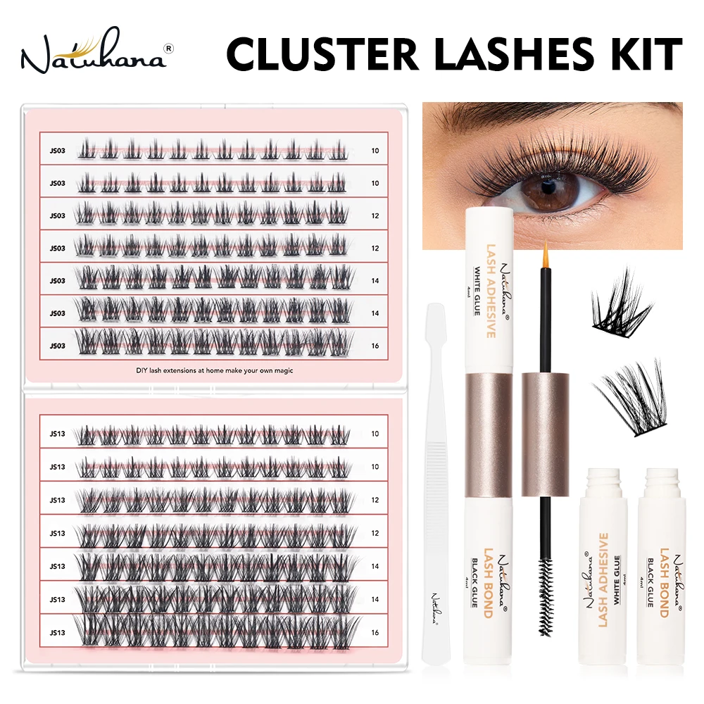 

NATUHANA Cluster Eyelashes DIY Mink Individual Lashes Premade Volume Fan Faux Cils for Makeup Tools
