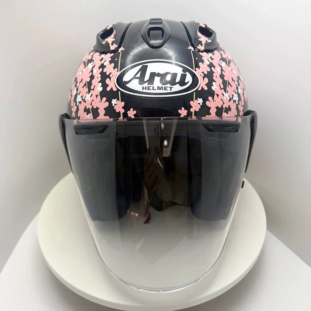 3/4 Open Face Helm SZ-R EVO Motorradhelm Lila Kirschblüten Sommer Jet Scooter Motorrad Halbhelme Cascos Para Moto