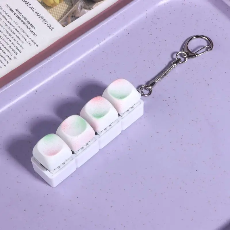 Teclado de 4 teclas de juguete, llavero creativo para aliviar el estrés, llavero Simple con colgante, llavero de descompresión para niños y adultos, juguetes, regalos