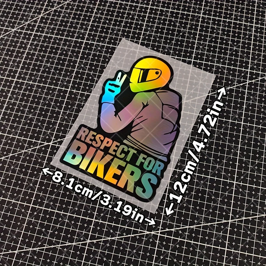 Respect Bikers Sticker Motorcycle Holographic Vinyl Decal Racing Rider Car Decoration Waterproof Moto Accessories