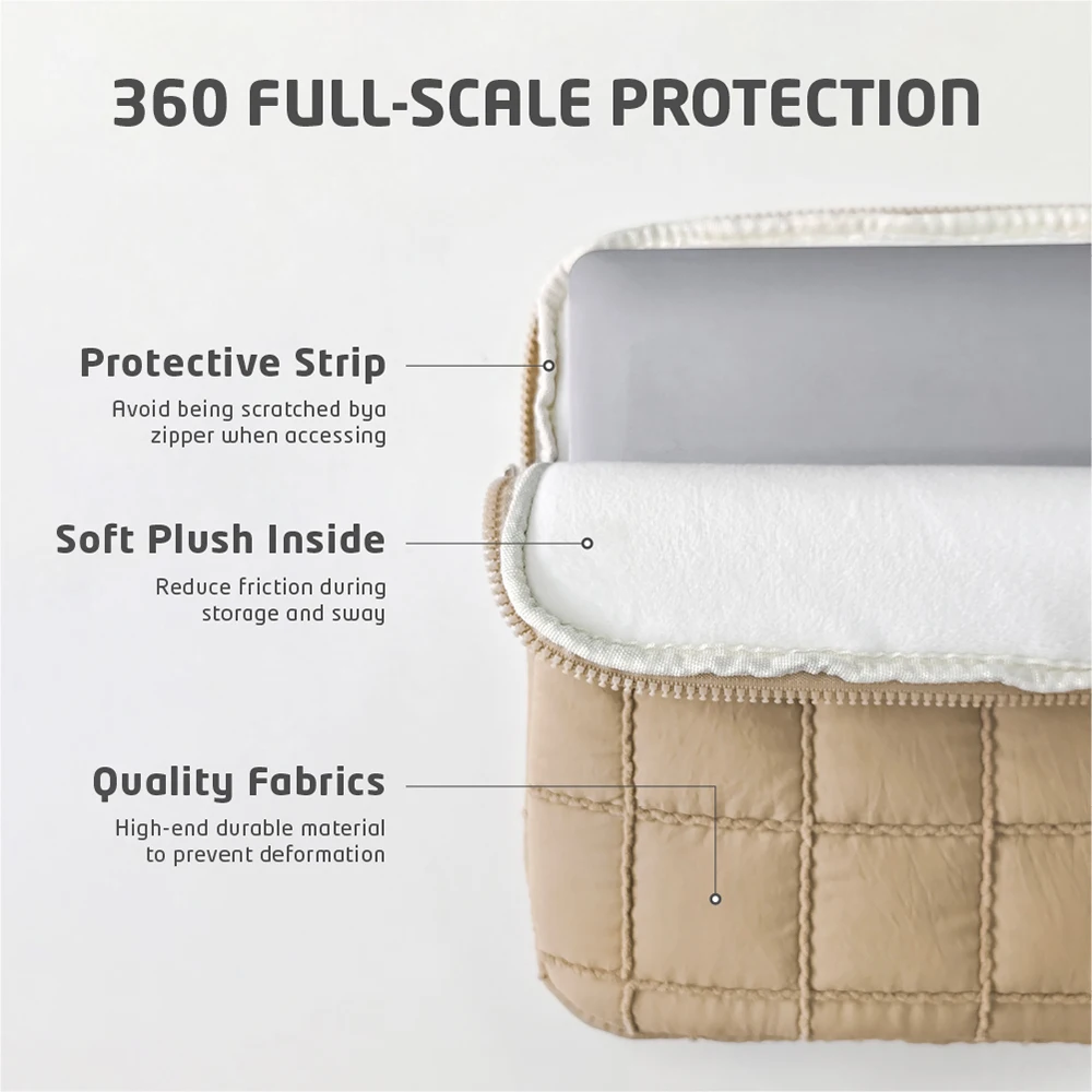 Laptop Bag for 13-14 Inch MacBook Air/Pro, 16 Inch Shockproof Puffy Notebook Sleeve,Dirt-Resistant  Khaki  9-11 Inch Tablet Case